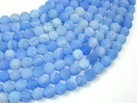 Frosted Matte Agate - Blue, 8mm Round Beads-RainbowBeads