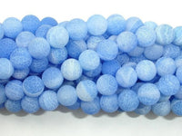 Frosted Matte Agate - Blue, 8mm Round Beads-RainbowBeads