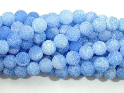 Frosted Matte Agate - Blue, 8mm Round Beads-RainbowBeads