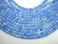 Frosted Matte Agate - Blue, 8mm Round Beads-RainbowBeads