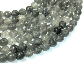 Gray Quartz Beads, 10mm Faceted Round Beads-RainbowBeads